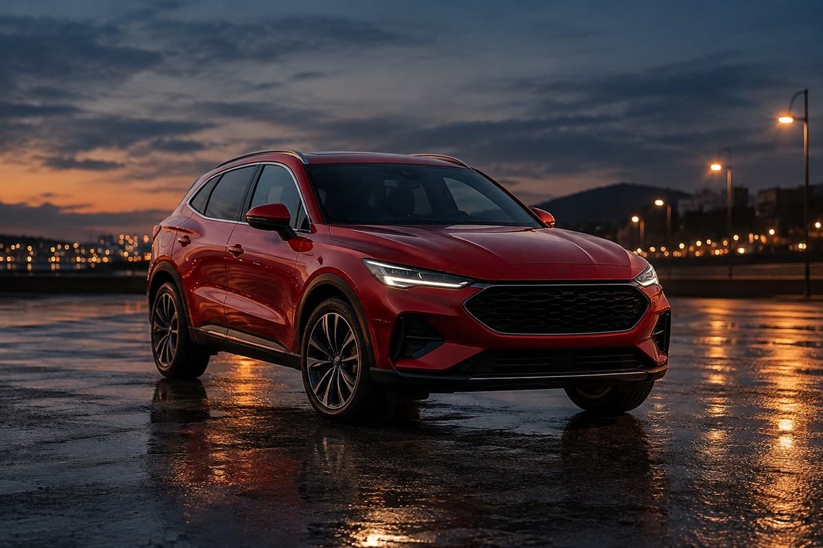 A red sporty crossover